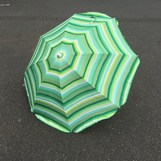 UMBRELLA, Table - Three Tone Green Stripe